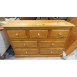 PINE CHEST OF 3 SHORT OVER 4 LONG DRAWERS 84 CM TALL X 123 CM LONG