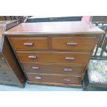 EARLY 20TH CENTURY MAHOGANY CHEST OF 2 SHORT OVER 3 LONG DRAWERS ON PLINTH BASE 95CM TALL X 96CM