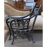 PAIR OF CAST IRON BENCH ENDS Condition Report: Both need paint.