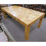 BAMBOO TILE EFFECT DINING TABLE ON SQUARE SUPPORTS - TOTAL LENGTH - 210 CM