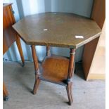 OAK OCTAGONAL TABLE WITH COPPER TABLE TOP