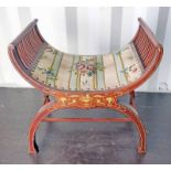 LATE 19TH CENTURY ROSEWOOD FOOTSTOOL WITH INLAID BOXWOOD DECORATION ON ARCH SUPPORTS