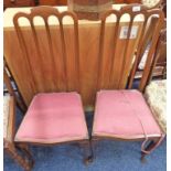 PAIR INLAID MAHOGANY HAND CHAIRS ON SHAPED SUPPORTS