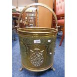 BRASS COAL BUCKET WITH SWING HANDLE Condition Report: The dimensions for this item