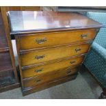 MAHOGANY CHEST OF DRAWERS WITH 4 DRAWERS ON PLINTH BASE,