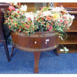 MAHOGANY COPPER BOUND FLOWER HOLDER ON 4 SPLAYED SUPPORTS - 19TH CENTURY - 52 CM TALL