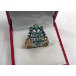 EARLY 19TH CENTURY ROSE CUT DIAMOND & EMERALD RING IN DECORATIVE SETTING Condition