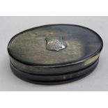 SCOTTISH PROVINCIAL SILVER MOUNTED HORN SNUFF BOX BY DUNNINGHAM & CO.