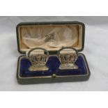 PAIR OF SILVER MENU HOLDERS BY GRIEVES LTD,