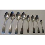 SET OF 4 SCOTTISH PROVINCIAL SILVER FIDDLE PATTERN DESSERT SPOONS BY GEORGE BOOTH ABERDEEN CIRCA