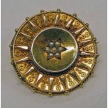 15CT GOLD SEED PEARL CIRCULAR TARGET BROOCH WITH SWIRL DECORATION, CHESTER 1890 - 7.