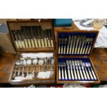 OAK CASED CANTEEN OF SILVER PLATED FISH KNIVES & FORKS RETAILED BY WHYTOCK & SONS ,