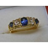 SAPPHIRE & DIAMOND 5 - STONE RING,