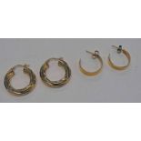 2 PAIRS OF 9CT GOLD HOOP EARRINGS - 5.