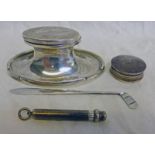 LOT WITHDRAWN - OVAL SILVER INKWELL SILVER PENCIL BY S.