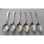 6 DUNDEE SILVER DESSERT SPOONS MARKED D 3 POTS OF LILIES