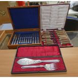CASED CANTEEN OF SILVER PLATED CUTLERY,