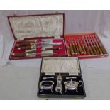 CASED 5 PIECE STAG HORN HANDLED CARVING SET BY EDWIN BLYDE & CO,