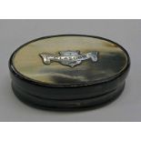 SCOTTISH PROVINCIAL SILVER MOUNTED HORN SNUFF BOX BY DUNNINGHAM & CO.