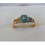 18CT GOLD TURQUOISE SET RING,