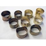 9 VARIOUS SILVER NAPKIN RINGS - 271G