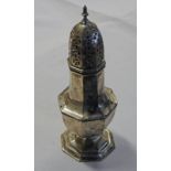 TALL SILVER OCTAGONAL SUGAR CASTOR, SHEFFIELD 1903 - 186G,