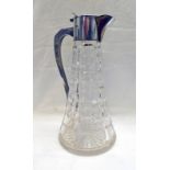 SILVER MOUNTED CUT GLASS CLARET JUG,