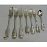 3 SILVER FIDDLE PATTERN TABLE FORKS,