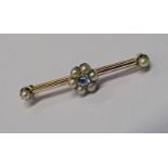 CULTURED PEARL AND DIAMOND SET BROOCH MARKED 15CT