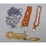 LOT WITHDRAWN - COLEMAN DOUGLAS PEARL GEORGINA BRACELET & MATCHING NECKLACE,