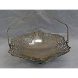SILVER SWING HANDLED BASKET WITH PIERCED DECORATION BY VINERS LTD, SHEFFIELD 1936 - 14.