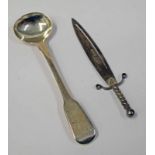 SILVER PAGE MARKER IN SHAPE OF A SWORD, BIRMINGHAM 1897,