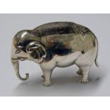 LARGE SILVER ELEPHANT PIN CUSHION BIRMINGHAM 1907 - 5CM TALL