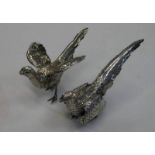 PAIR OF CONTEMPORARY SILVER MODEL PHEASANTS BY ISRAEL FREEMAN & SON, LONDON 1969 - 18CM LONG,