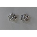 PAIR OF DIAMOND CLUSTER EARRINGS, THE BRILLIANT CUT DIAMONDS APPROX 2.