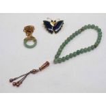 ORIENTAL GREEN HARDSTONE BEAD BRACELET,