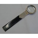 AN ASPREY LONDON SILVER & TORTOISESHELL MAGNIFYING GLASS/LETTER OPENER, BIRMINGHAM 1910 - AS FOUND,