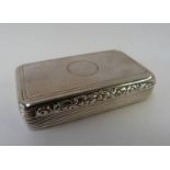 SILVER SNUFF BOX WITH FLORAL THUMB PIECE,