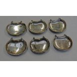 SET OF 6 SILVER KIDNEY SHAPED DISHES WITH CLIP ON HOLDERS, BIRMINGHAM 1904 - 89G,