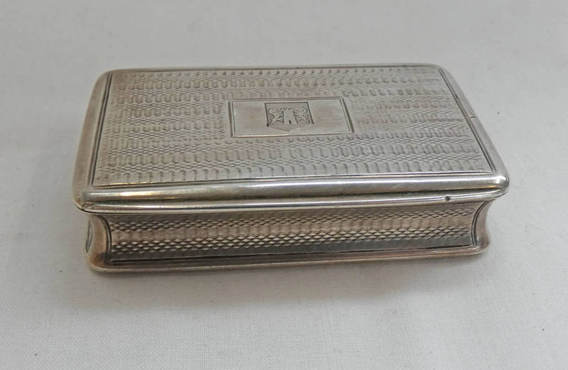 SILVER SNUFF BOX BY NATHANIEL MILLS WITH GILDED INTERIOR,