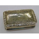 SILVER VINAIGRETTE WITH FOLIATE ENGRAVED DECORATION WITHIN A FLORAL EMBOSSED BORDER & A PIERCED