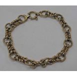 9CT GOLD FANCY LINK BRACELET - 8.