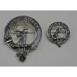 WHITE METAL CLAN FRASER BADGE & CLAN CAMERON BADGE STAMPED SILVER