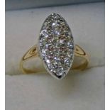 VICTORIAN DIAMOND SET MARQUISE CLUSTER RING Condition Report: Ring size: N.