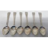 SET OF 6 SCOTTISH PROVINCIAL SILVER TEASPOONS MARKED M - I K - B FOR JOHN KEITH OF BANFF