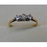 18CT GOLD & PLATINUM 3-STONE DIAMOND SET RING