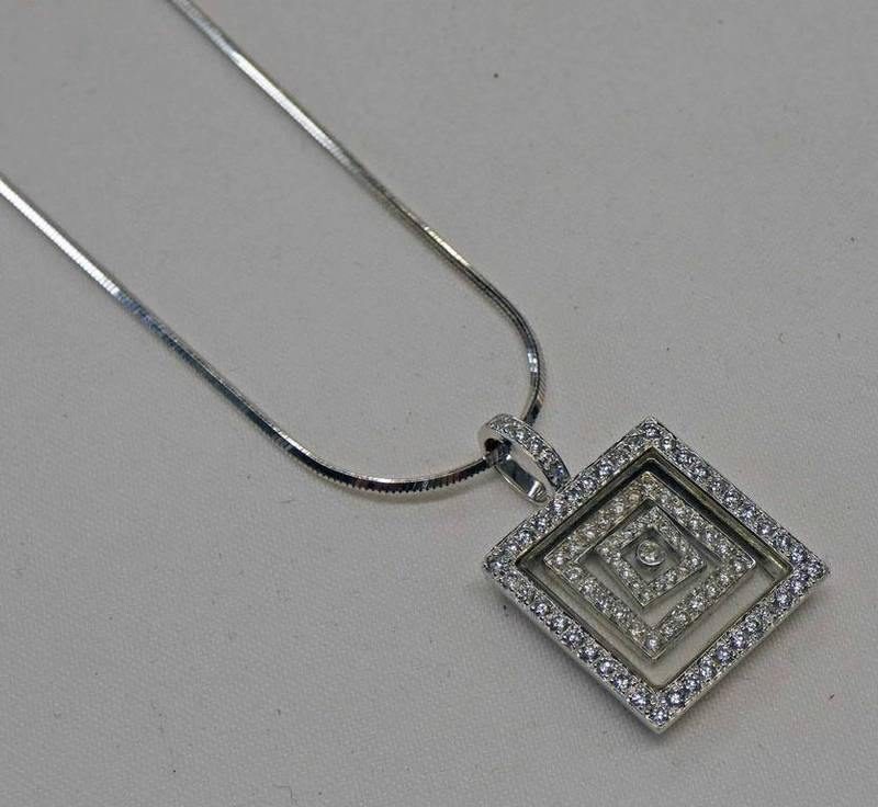 18K GOLD DIAMOND SET CHANEL DESIGN PENDANT ON CHAIN DIAMONDS VERY APPROX 2.