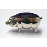 SILVER PIG PIN CUSHION BIRMINGHAM 1907