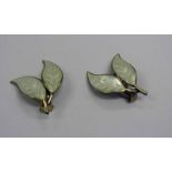 PAIR OF ENAMEL EARRINGS BY DAVID ANDERSON WITH MAKERS MARK TO REVERSE