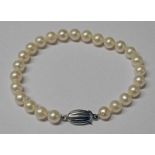 CULTURED PEARL SET BRACELET ON A 925 SILVER CLASP - 20 CM